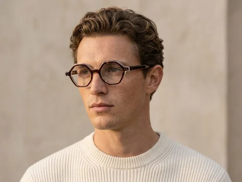 Lunettes en acétate à motif écaille de tortue géométrique #BS0522-0135