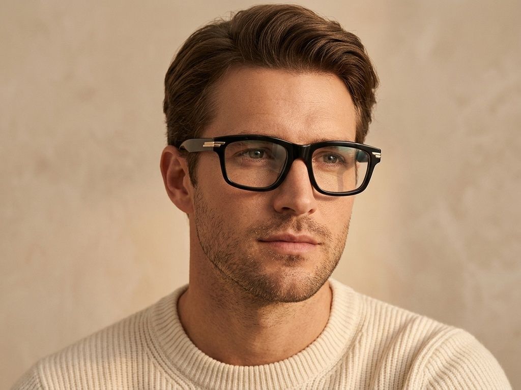 Rectangular Black Acetate Glasses #BS0522-0140
