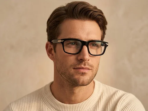 Lunettes rectangulaires en acétate noir #BS0522-0140