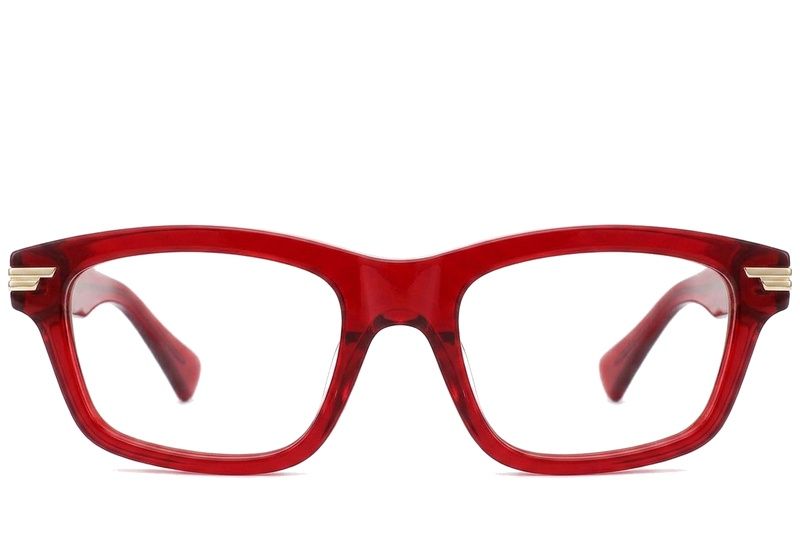 Rectangular Red Acetate Glasses #BS0522-0141