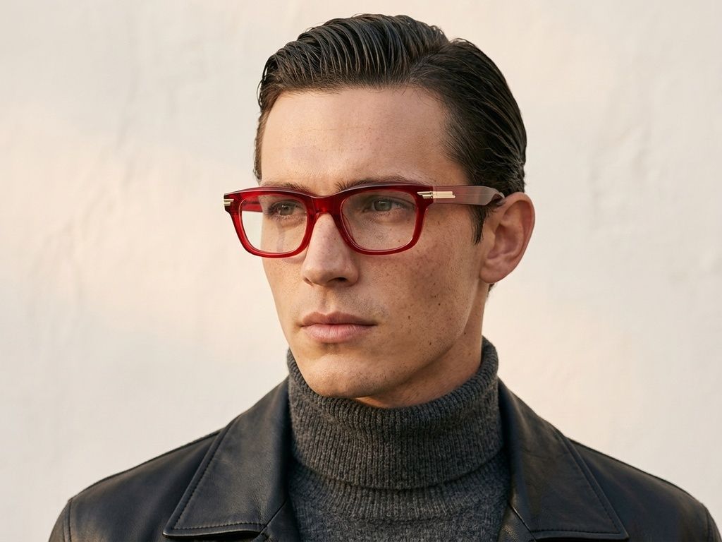 Rectangular Red Acetate Glasses #BS0522-0141