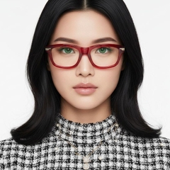 Rectangular Red Acetate Glasses #BS0522-0141
