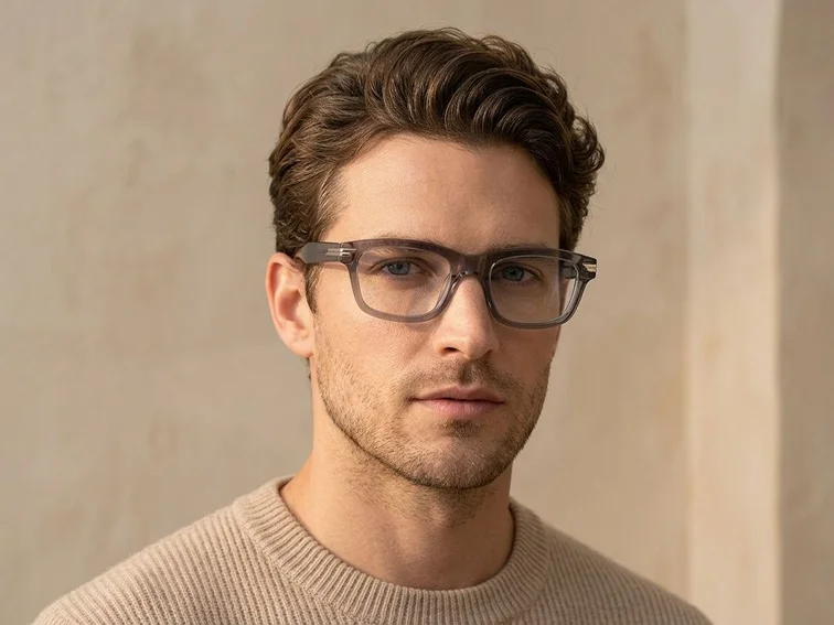 Rectangular Gray Acetate Glasses #BS0522-0142