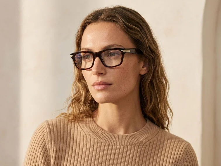 Rectangular Tortoiseshell Acetate Glasses #BS0522-0144