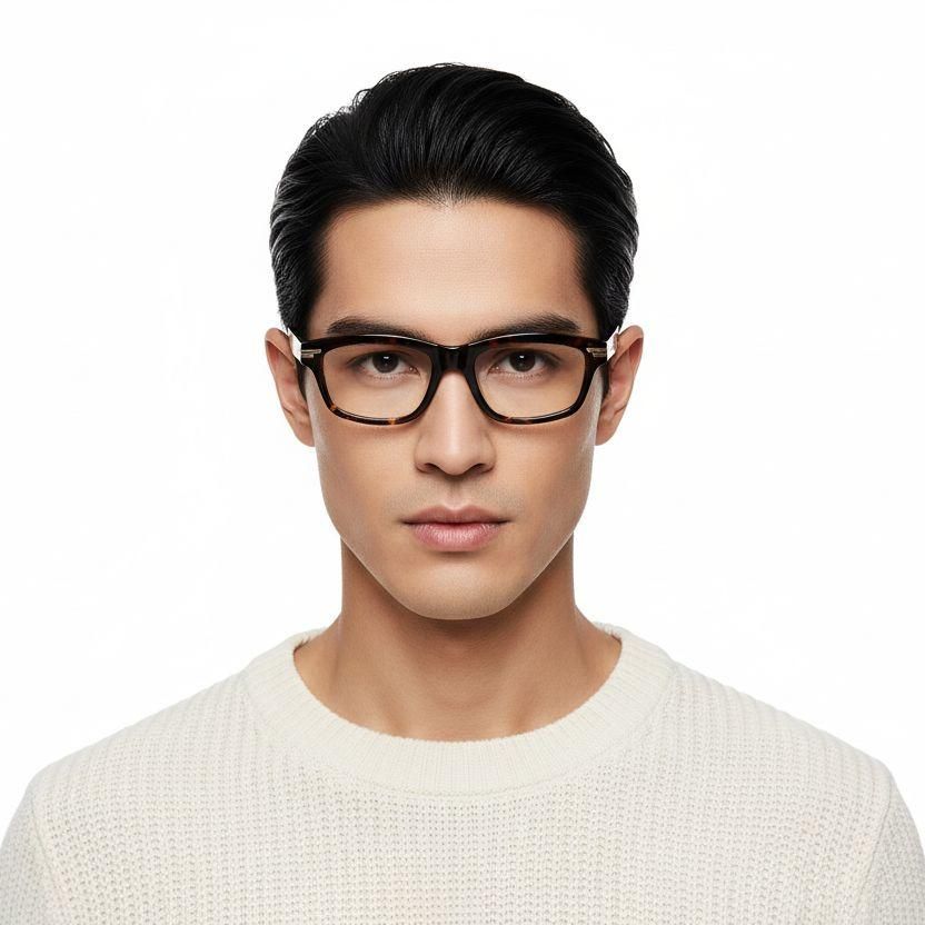 Rectangular Tortoiseshell Acetate Glasses #BS0522-0144