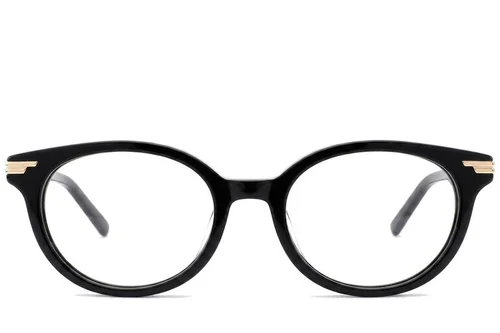 Lunettes ovales en acétate noir #BS0522-0145