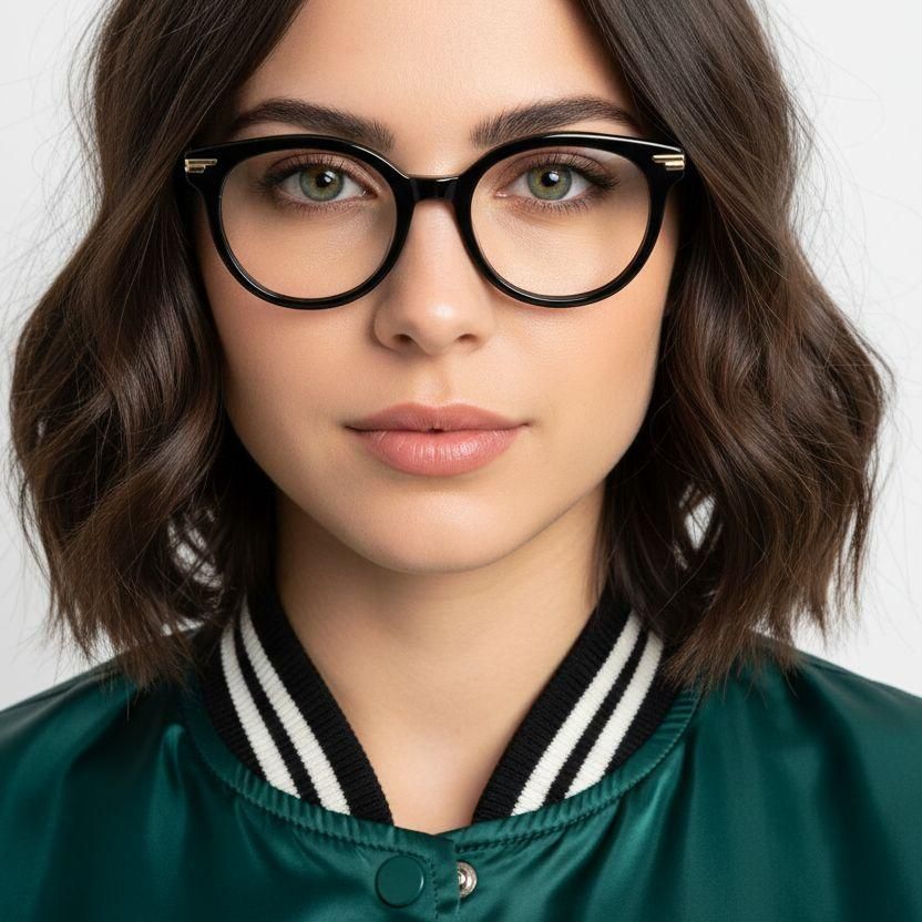 Oval Black Acetate Glasses #BS0522-0145