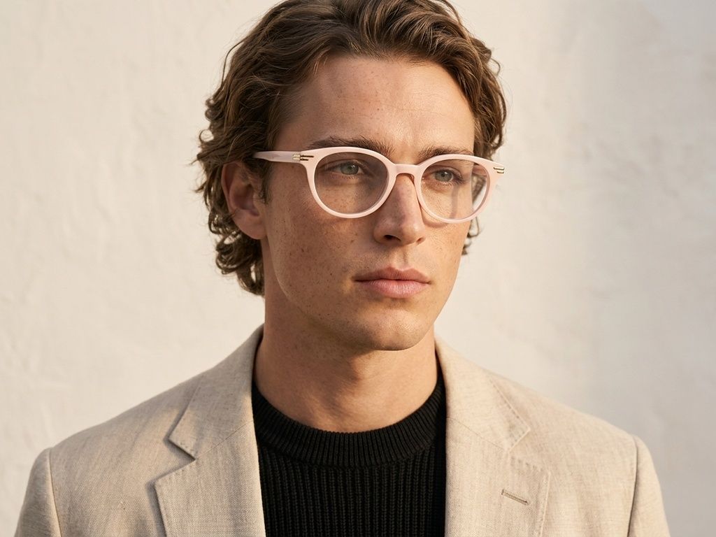 Oval Pink Acetate Glasses #BS0522-0146