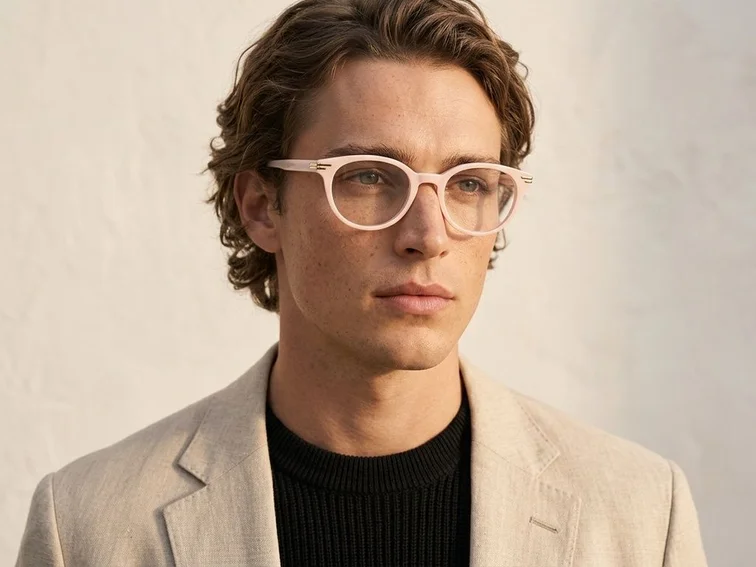 Oval Pink Acetate Glasses #BS0522-0146