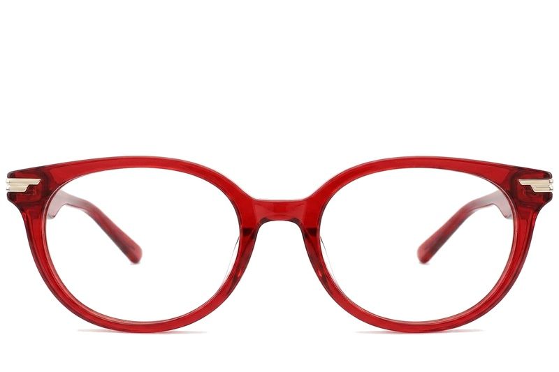 Oval Red Acetate Glasses #BS0522-0148