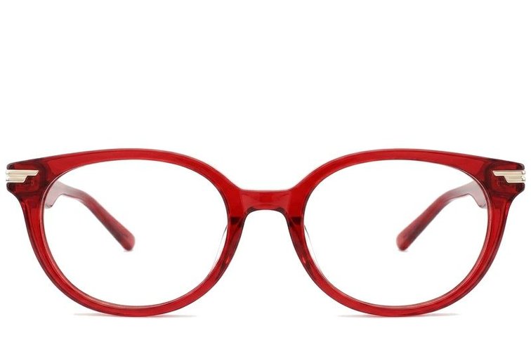 Oval Red Acetate Glasses #BS0522-0148