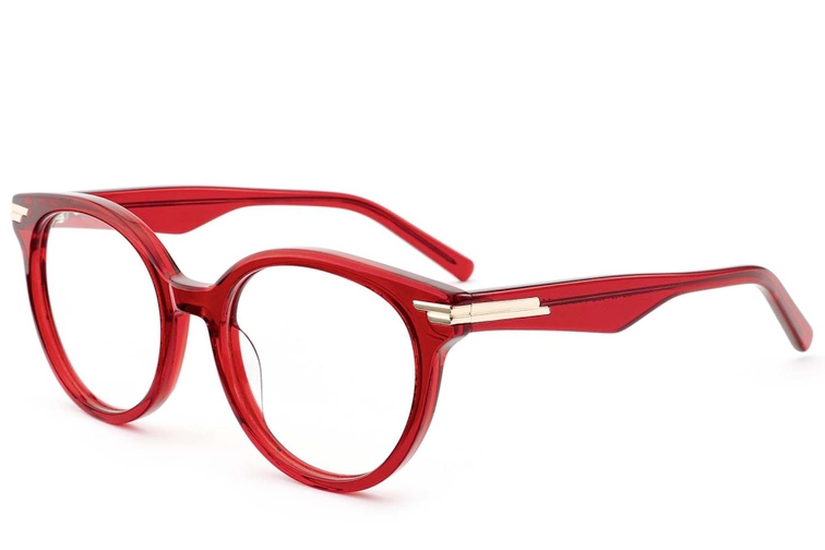 Oval Red Acetate Glasses #BS0522-0148