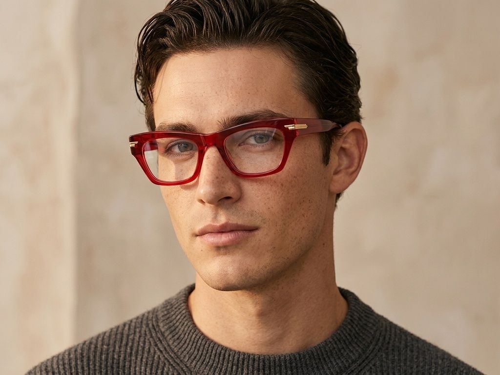 Gafas de acetato rojas con forma de mariposa #BS0522-0151