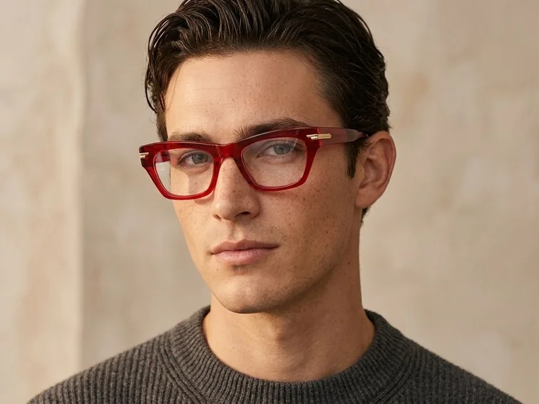 Gafas de acetato rojas con forma de mariposa #BS0522-0151