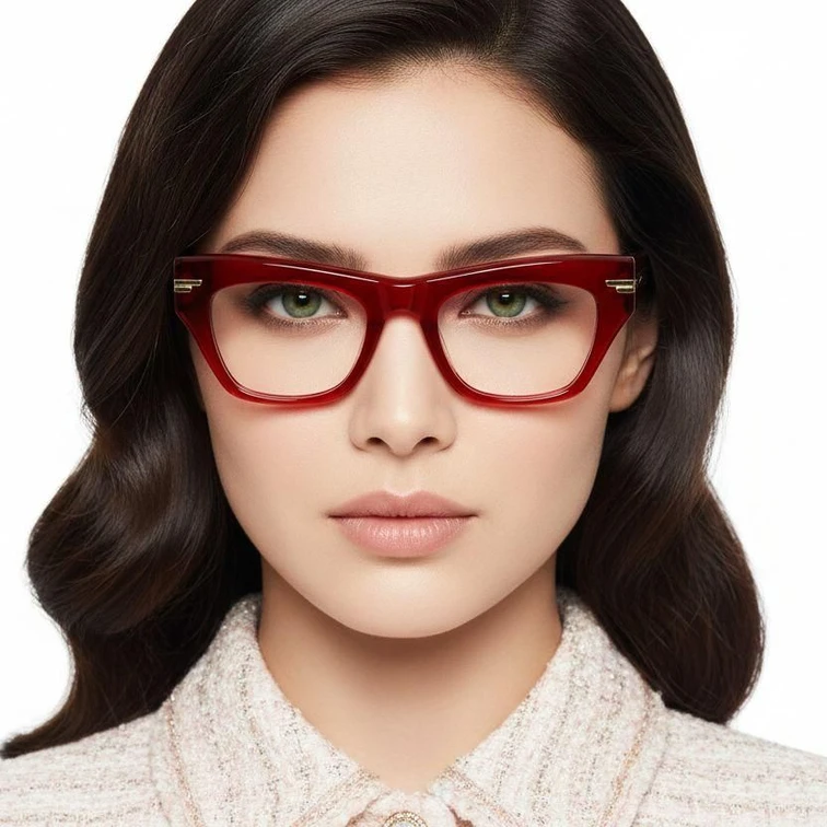 Lunettes papillon en acétate rouge #BS0522-0151