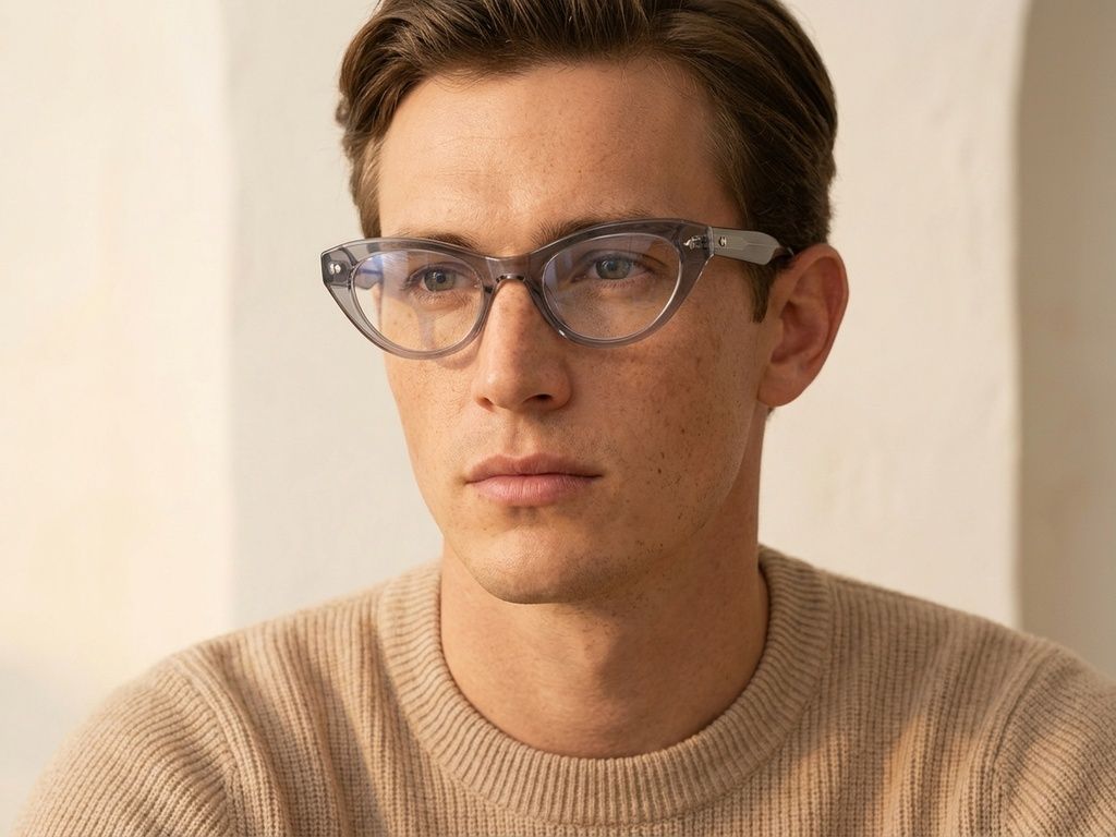 Occhiali in acetato grigio farfalla #BS0522-0157