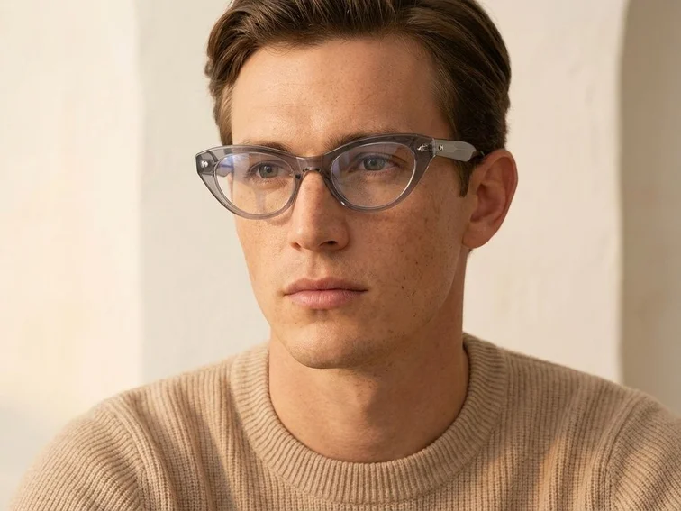 Occhiali in acetato grigio farfalla #BS0522-0157