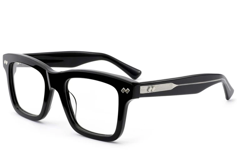 Gafas rectangulares de acetato negro #BS0522-0161