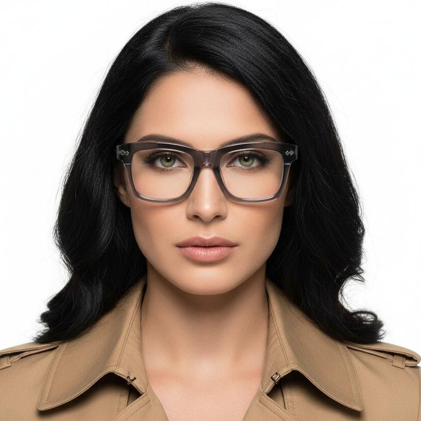 Rectangular Gray Acetate Glasses #BS0522-0162
