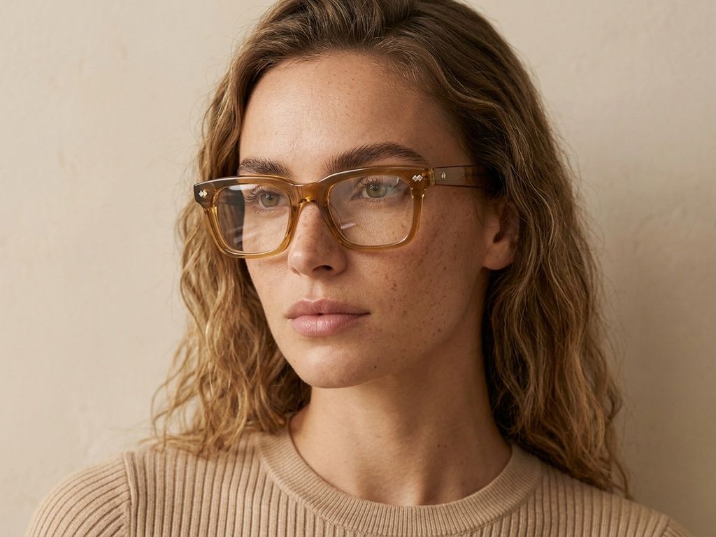 Gafas rectangulares de acetato marrón #BS0522-0163