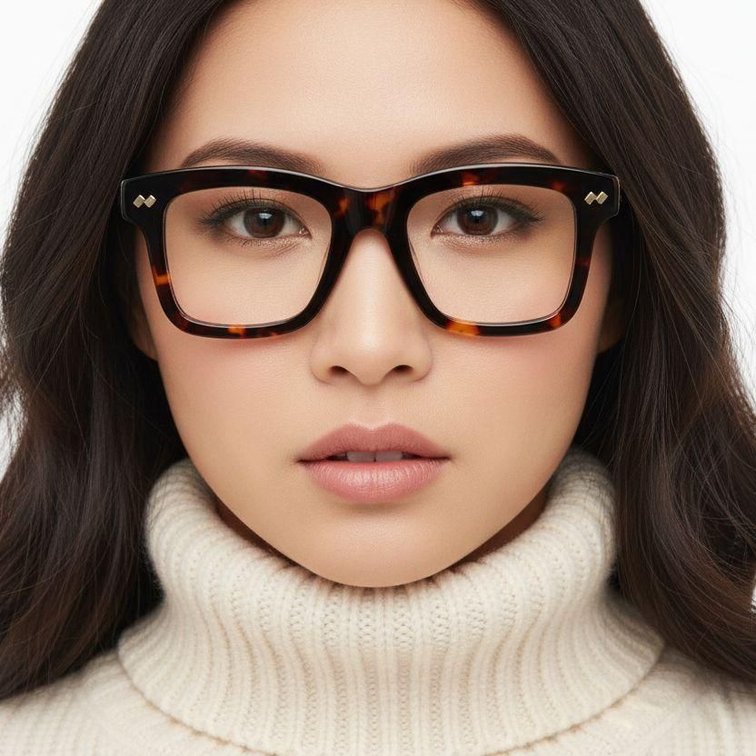 Rectangular Tortoiseshell Acetate Glasses #BS0522-0164