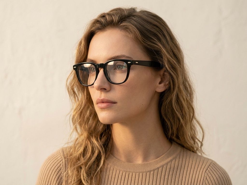 Occhiali ovali in acetato nero #BS0522-0165
