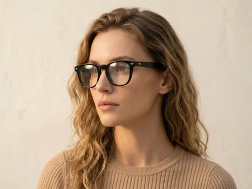 Lunettes ovales en acétate noir #BS0522-0165