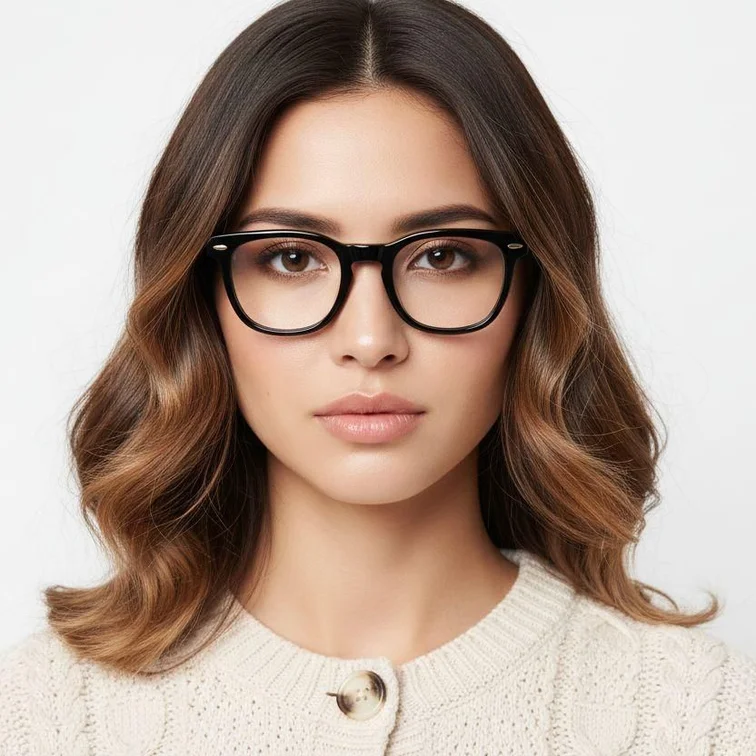 Lunettes ovales en acétate noir #BS0522-0165