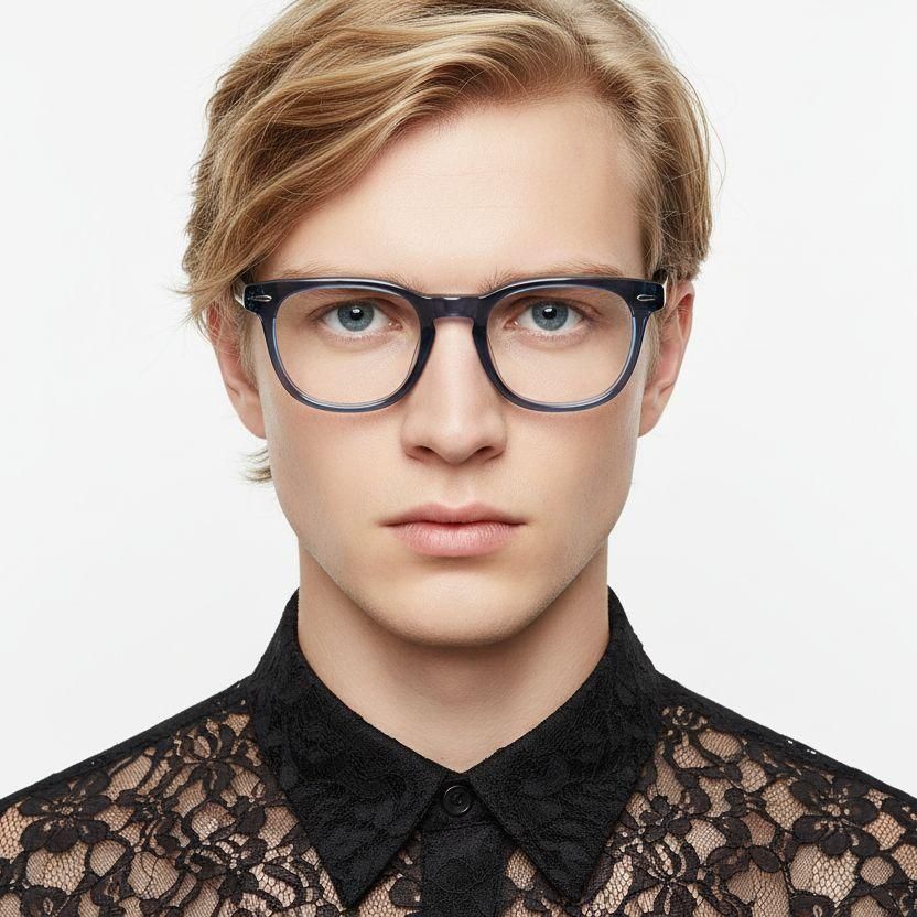 Oval Blue Acetate Glasses #BS0522-0166