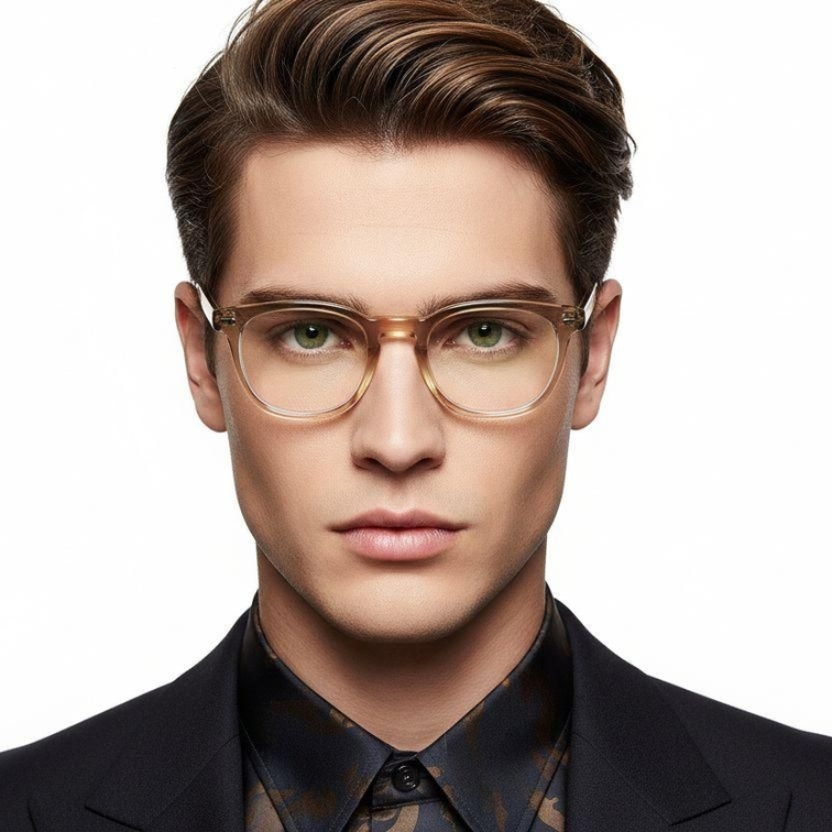 Oval Yellow Acetate Glasses #BS0522-0168