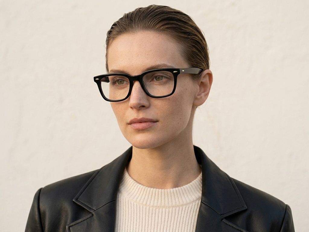 Rectangular Black Acetate Glasses #BS0522-0170