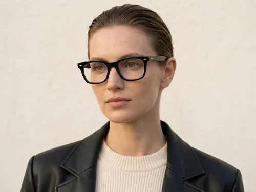 Lunettes rectangulaires en acétate noir #BS0522-0170