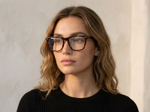 Lunettes rectangulaires en acétate écaille de tortue #BS0522-0173