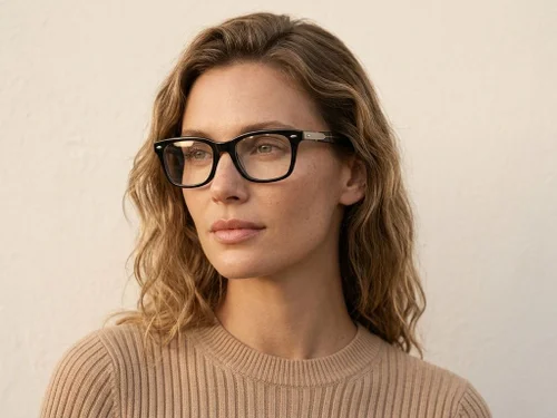 Lunettes rectangulaires en acétate noir #BS0522-0174