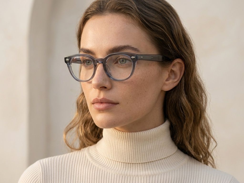 Occhiali ovali in acetato blu #BS0522-0182