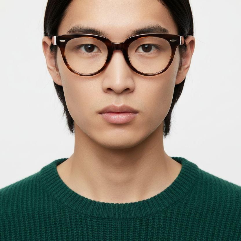 Oval Brown Acetate Glasses #BS0522-0183