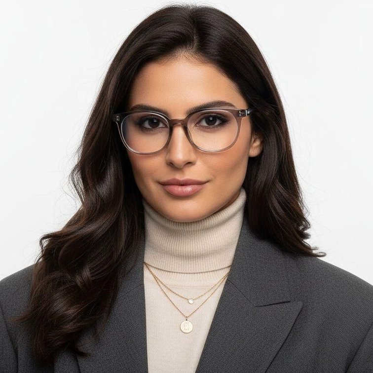 Lunettes ovales marron TR90 #BS0620-0014