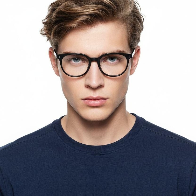 Gafas ovaladas negras TR90 #BS0620-0016