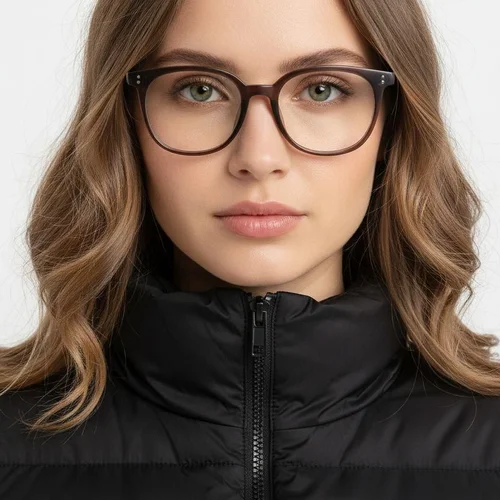 Lunettes ovales marron TR90 #BS0620-0018