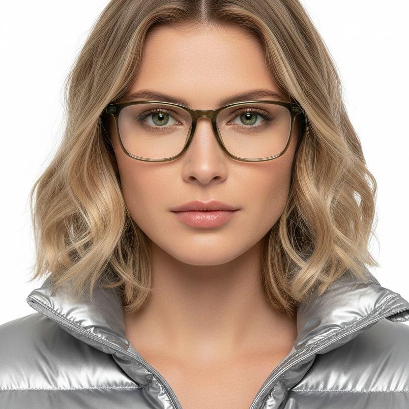 Rechteckige grüne TR90-Brille #BS0620-0108