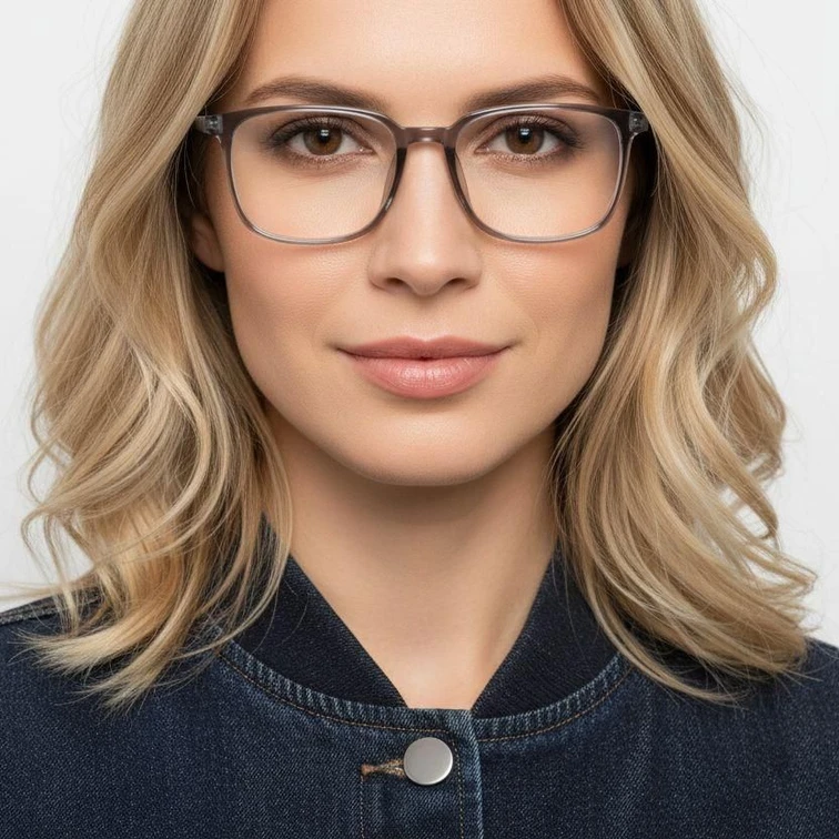 Rechteckige graue TR90-Brille #BS0620-0212