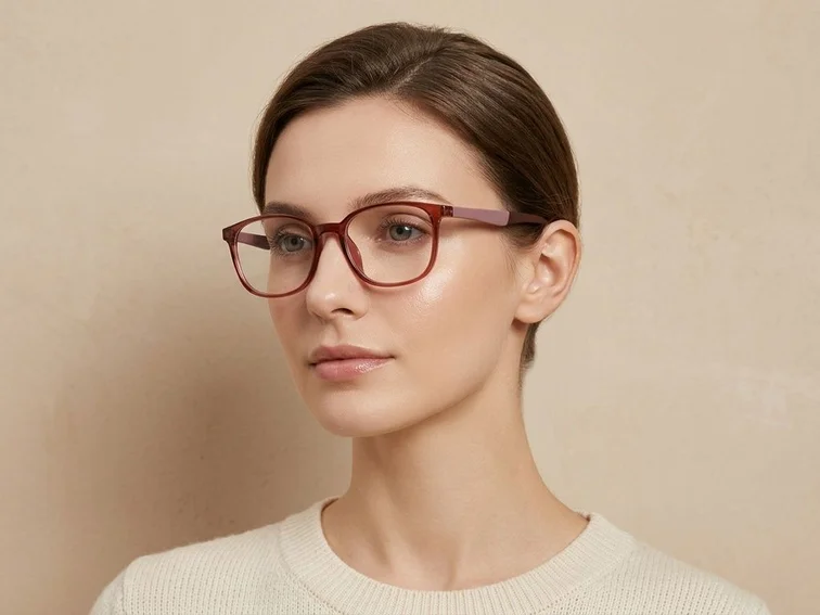 Rechteckige rote TR90-Brille #BS0620-0243
