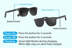 Lunettes de soleil intelligentes BL30 en plastique noir #BS705-0011