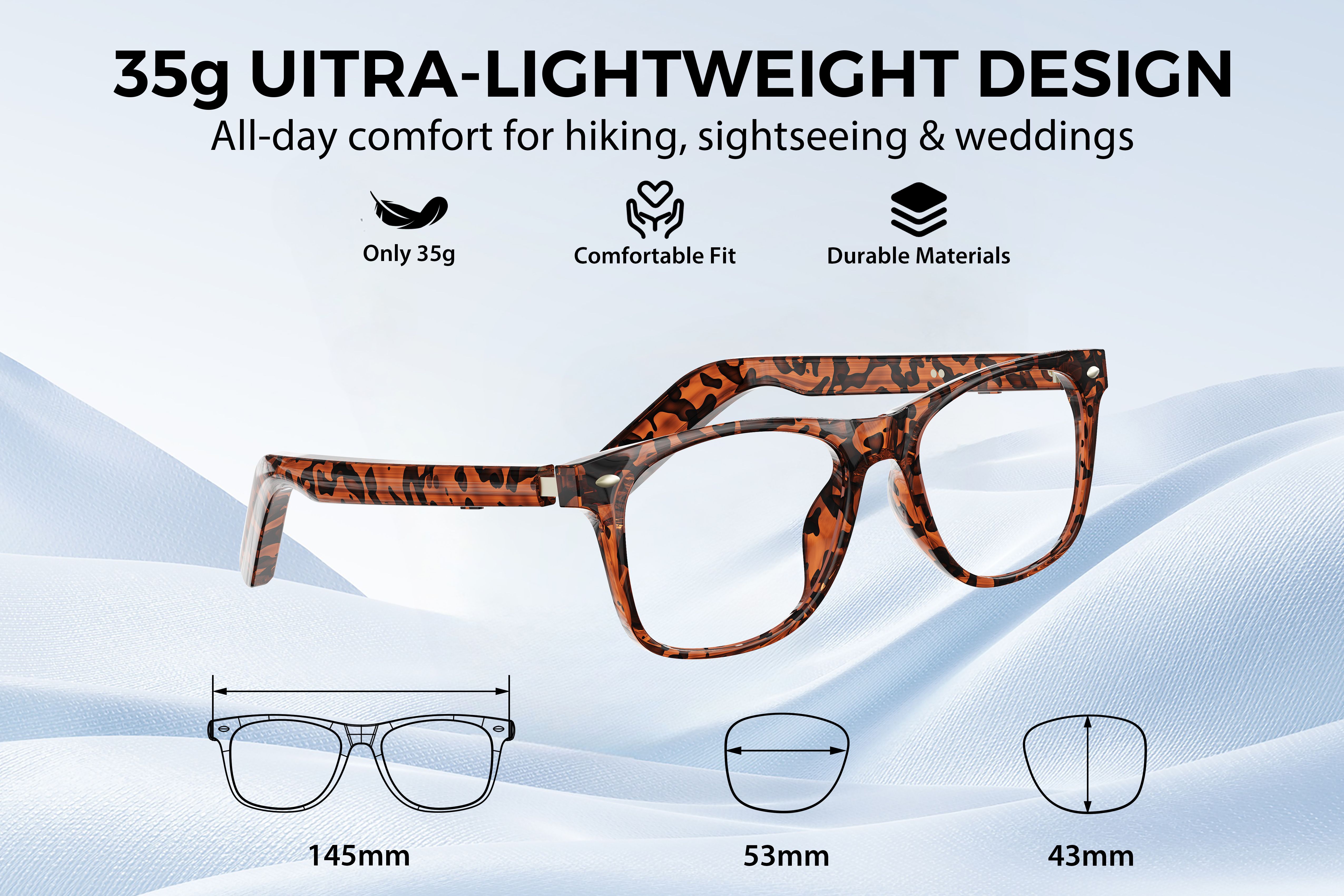 Lunettes de soleil intelligentes BL30 en plastique noir #BS705-0011