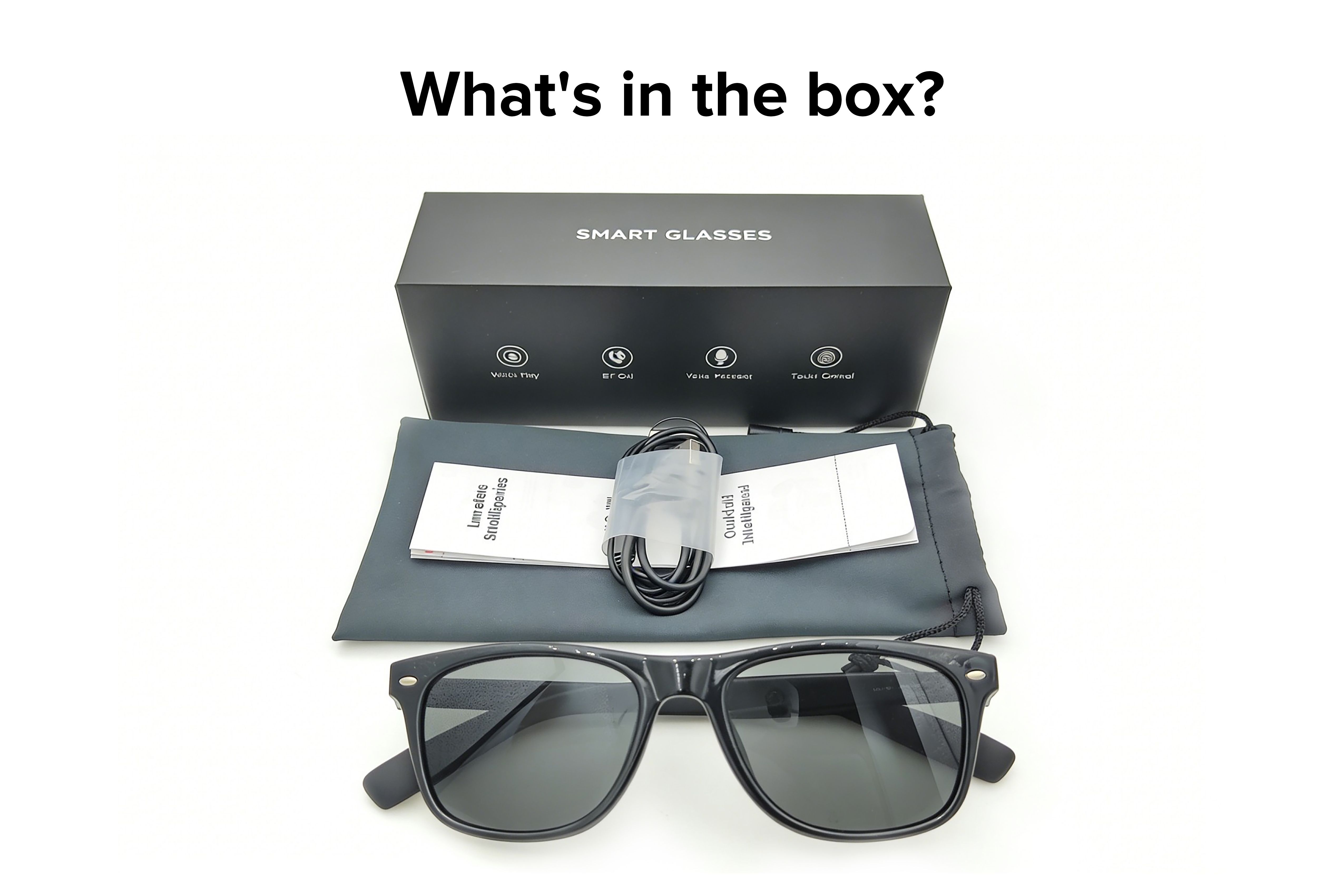 Lunettes de soleil intelligentes BL30 en plastique noir #BS705-0011