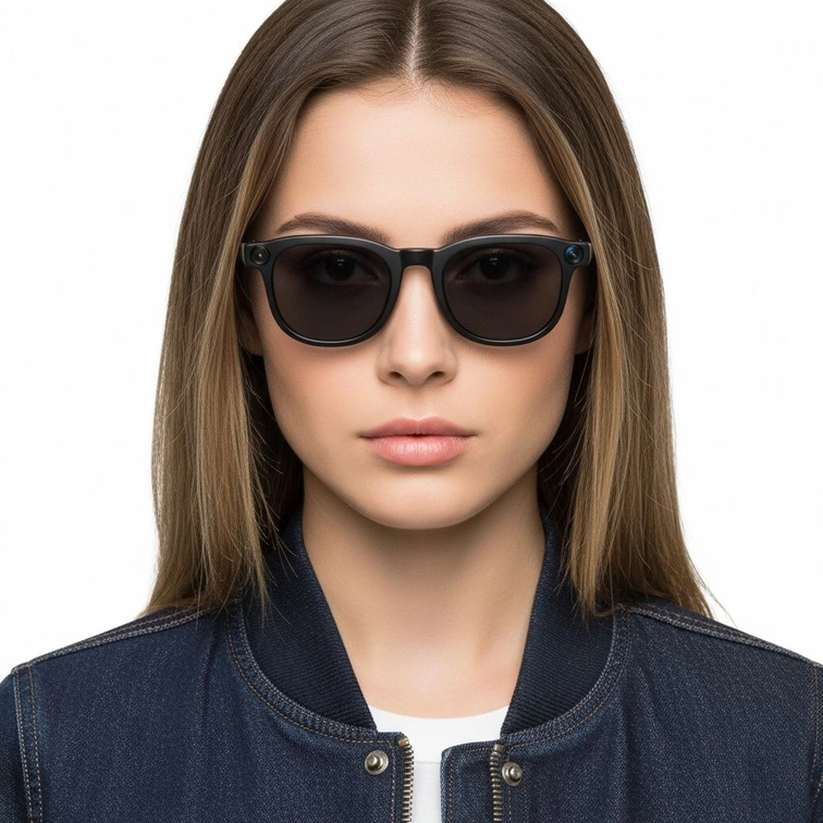 G2 Lunettes intelligentes rectangulaires noires TR90 avec IA #BS0705-0001