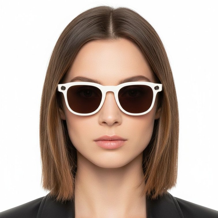 G2 Rechteckige cremefarbene TR90 Smart AI Brille #BS705-0002