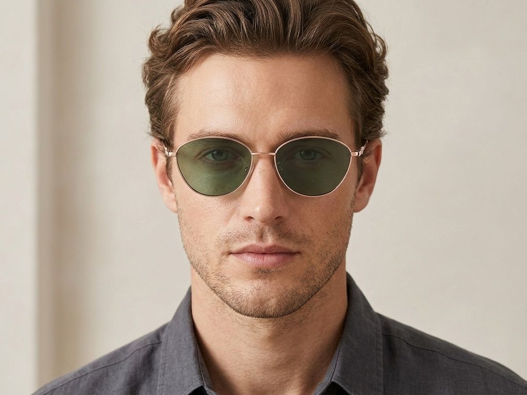 Lunettes de soleil ovales en métal doré #BS0824-0009