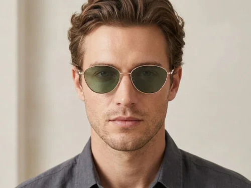 Lunettes de soleil ovales en métal doré #BS0824-0009