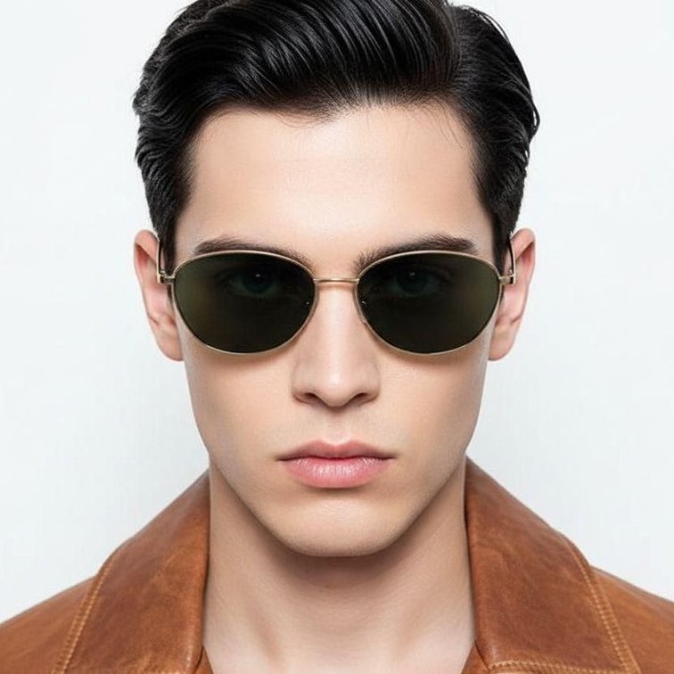 Oval Golden Metal Sunglasses #BS0824-0009